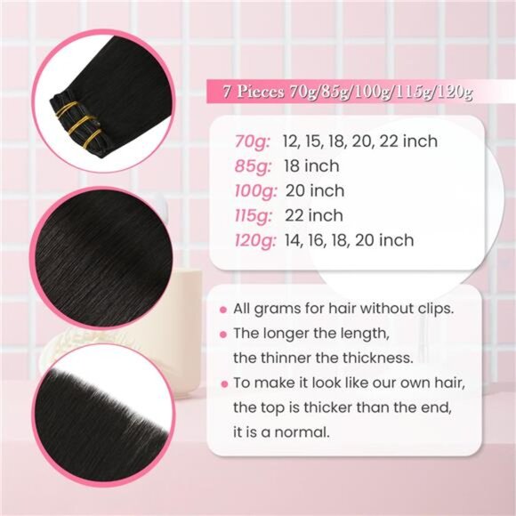 Dark Brown Clip in Hair Extensions Real Human Hair 70G 100% Remy Human main image 12